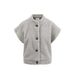Zusss Teddy gilet kort - midddengrijs