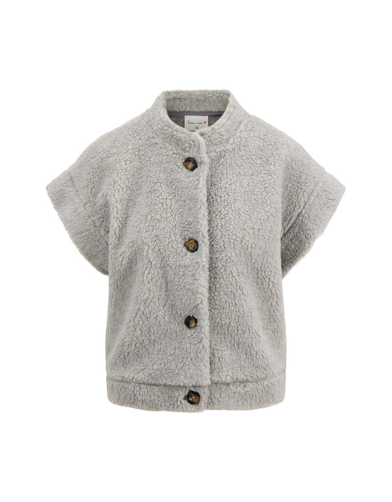 Zusss Teddy gilet kort - midddengrijs