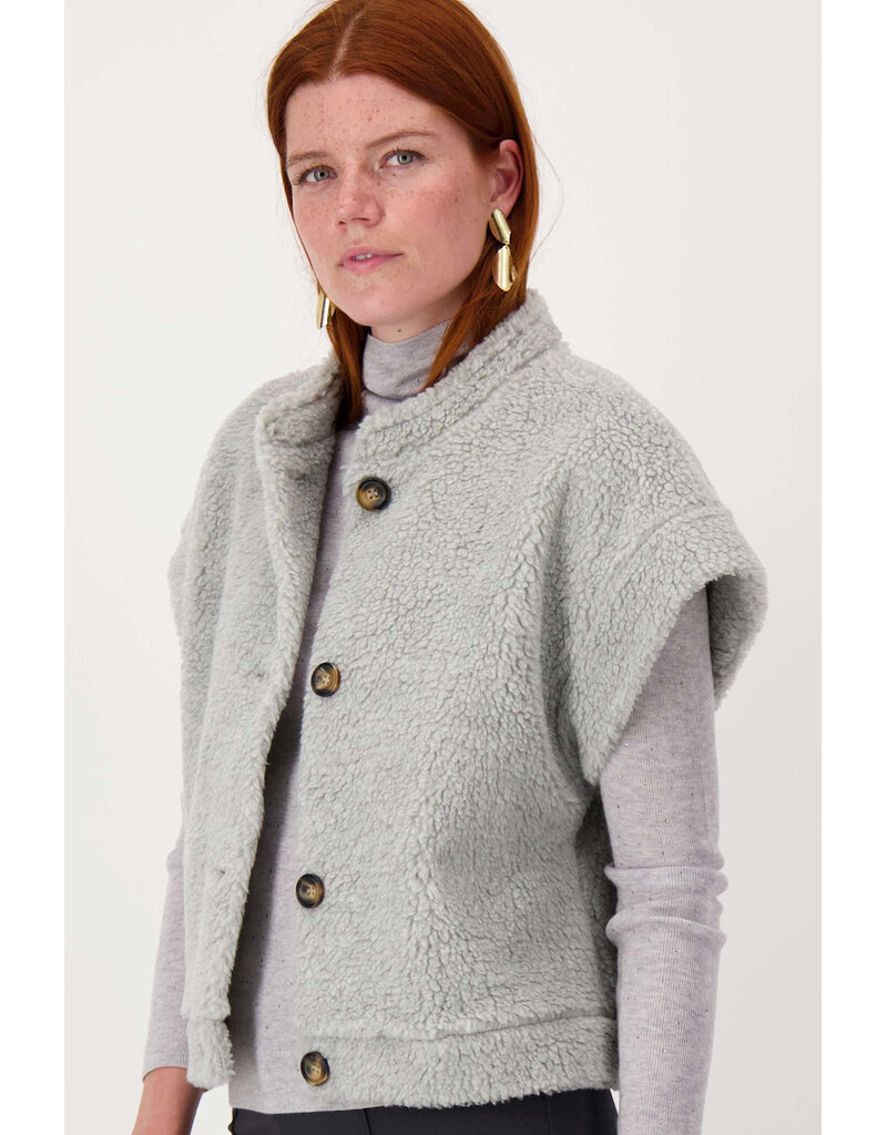 Zusss Teddy gilet kort - midddengrijs