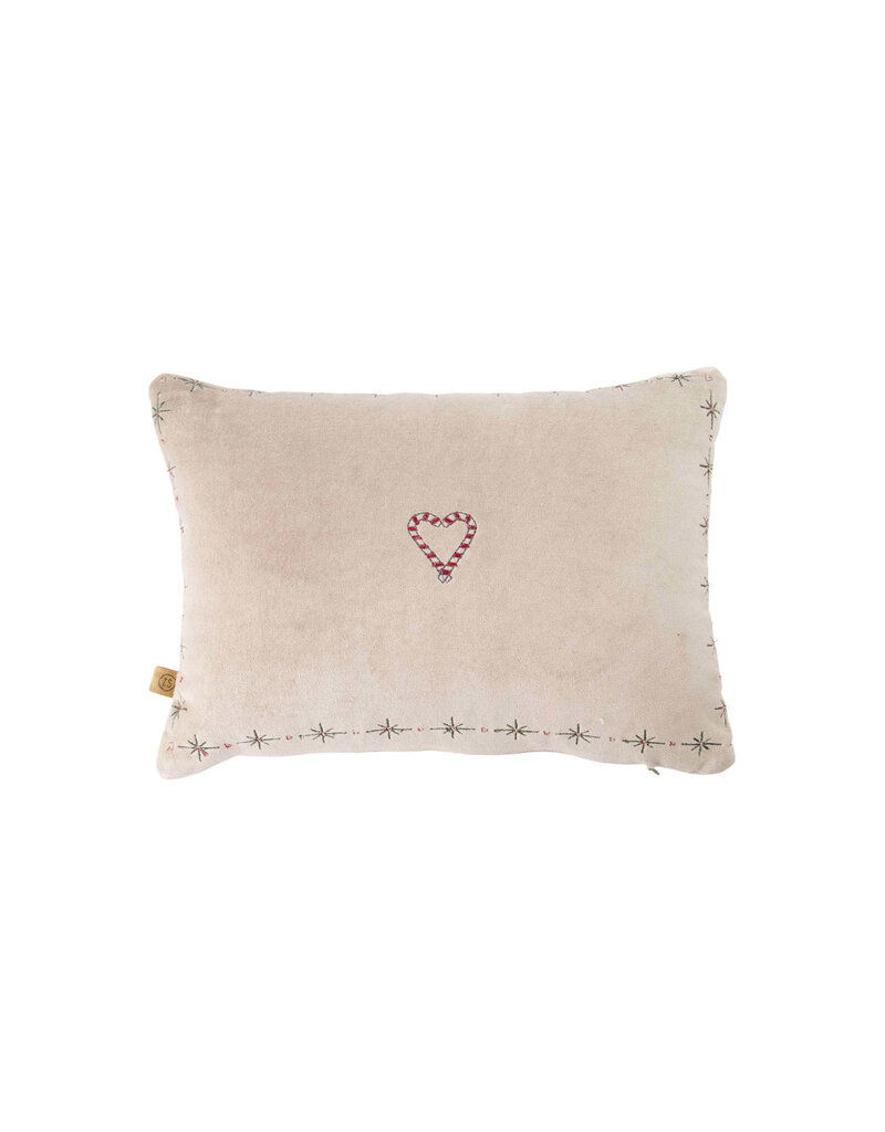 Zusss Kussen 'lieverd' met hartje -  35x25cm zand