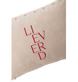 Zusss Kussen 'lieverd' met hartje -  35x25cm zand