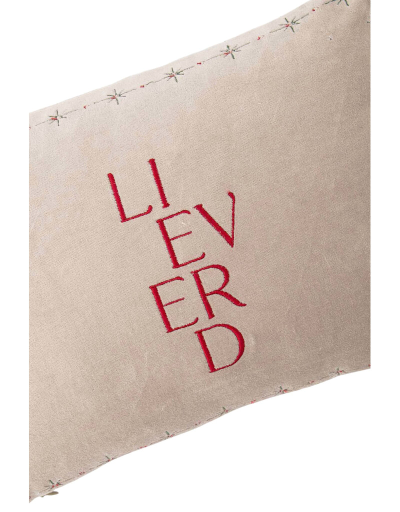 Zusss Kussen 'lieverd' met hartje -  35x25cm zand