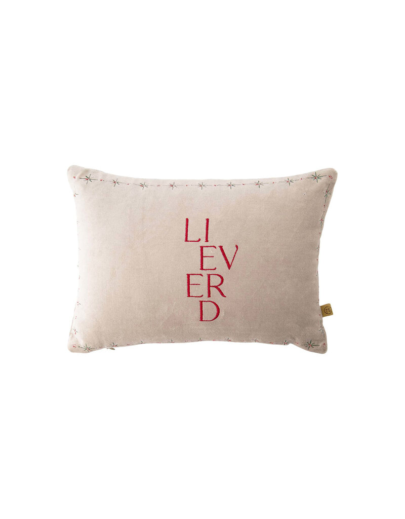 Zusss Kussen 'lieverd' met hartje -  35x25cm zand