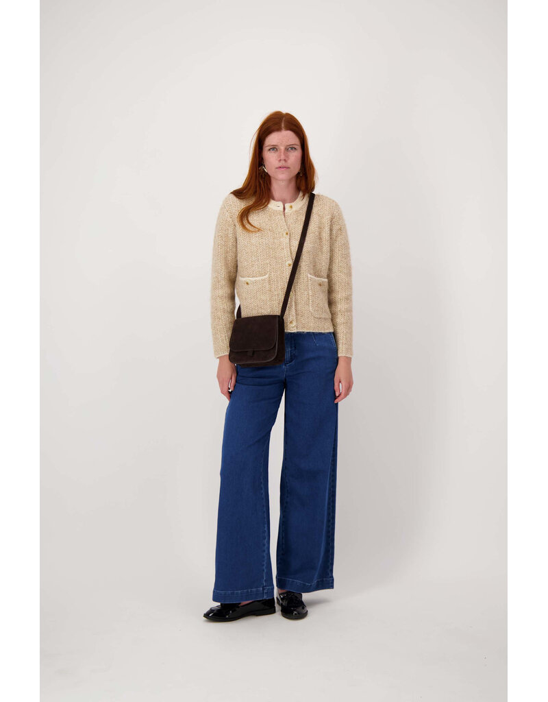 Zusss Suede schoudertasje - chocoladebruin