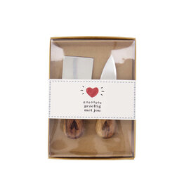 Zusss Set van 2 kaasmesjes in doosje 'Gezellig met jou'