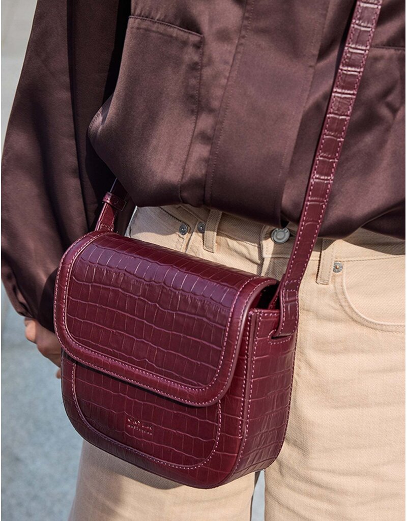 O MY BAG Nina - Dark cherry croco leather