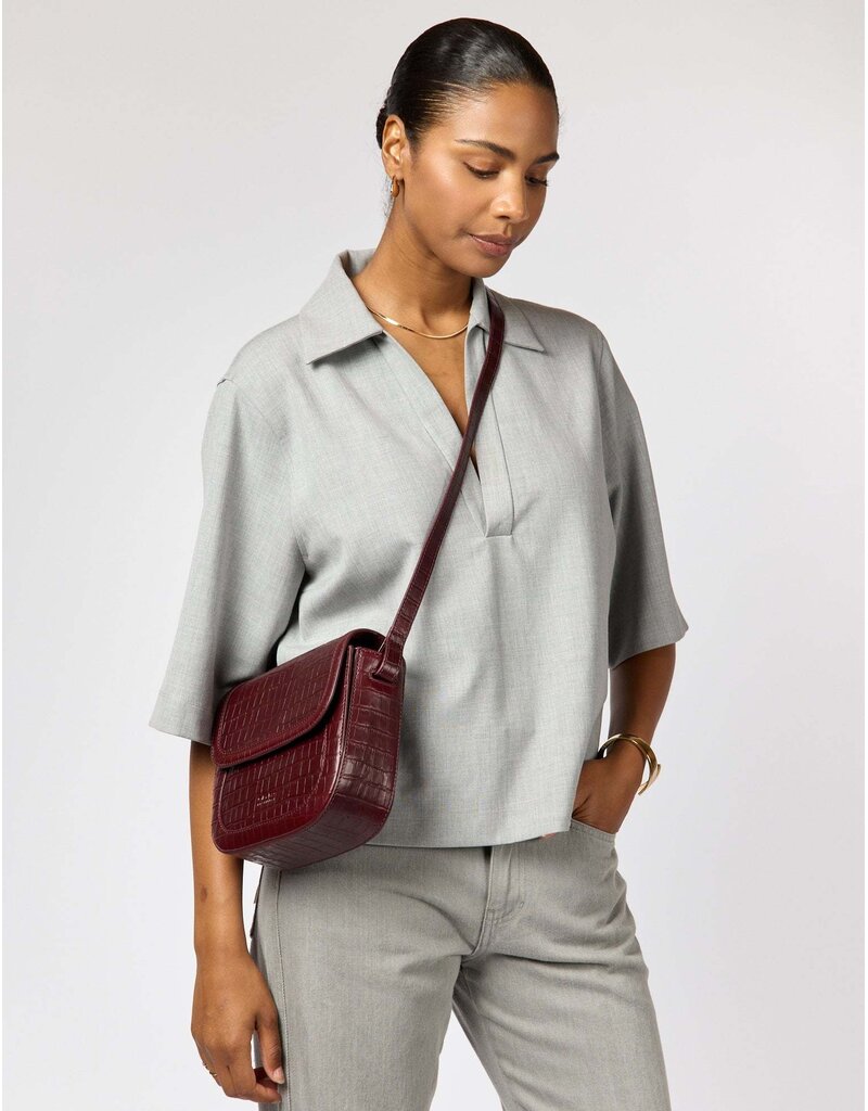 O MY BAG Nina - Dark cherry croco leather