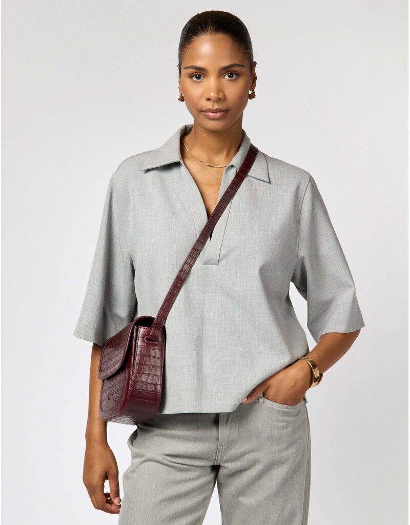 O MY BAG Nina - Dark cherry croco leather