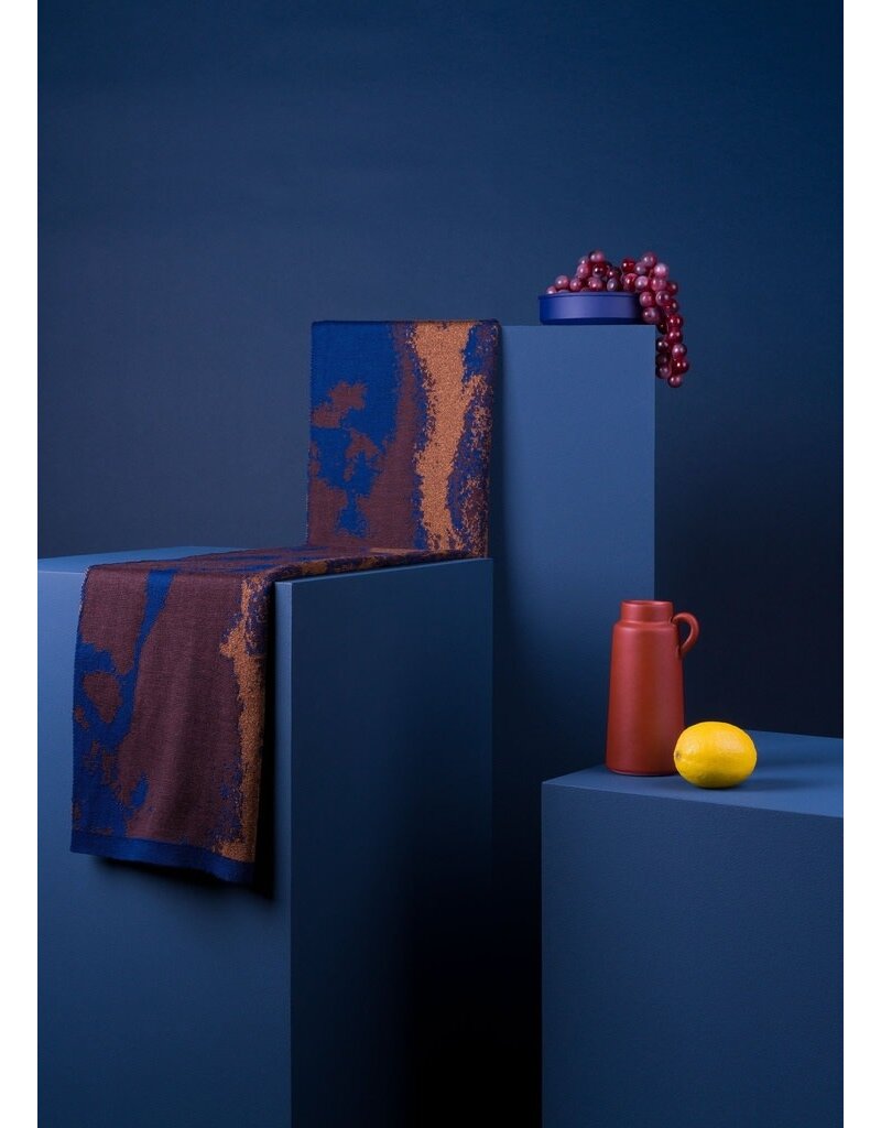 Wolvis Sjaal Myosotis 01 - Blue, dark maroon, copper - 195 cm x 40 cm