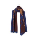 Wolvis Sjaal Myosotis 01 - Blue, dark maroon, copper - 195 cm x 40 cm