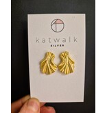 Katwalk Zilver Vergulde oorsteker- plooitjes