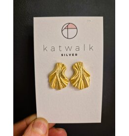 Katwalk Zilver Vergulde oorsteker- plooitjes