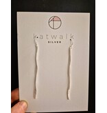 Katwalk Zilver Zilver oorhangers -gehamerde staaf  - gedraaid - 85 mm