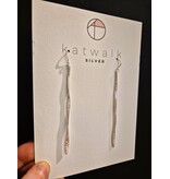 Katwalk Zilver Zilver oorhangers -gehamerde staaf  - gedraaid - 85 mm