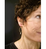 Katwalk Zilver Verguld zilver oorhangers - fijn ovaal met pareltje