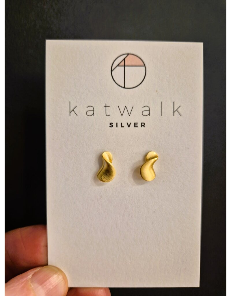 Katwalk Zilver Verguld zilver oorstekers - kleine draai