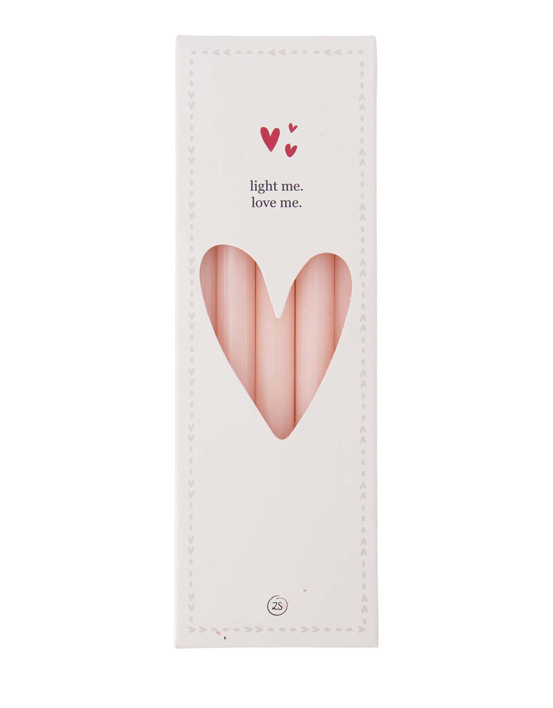 Zusss Doosje met 10 smalle kaarsjes -17 cm -roze