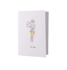 Zusss Wenskaart met strikje als broche 'Bedankt voor alles'