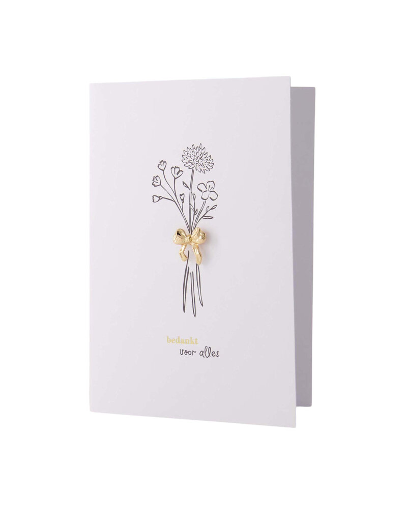 Zusss Wenskaart met strikje als broche 'Bedankt voor alles'