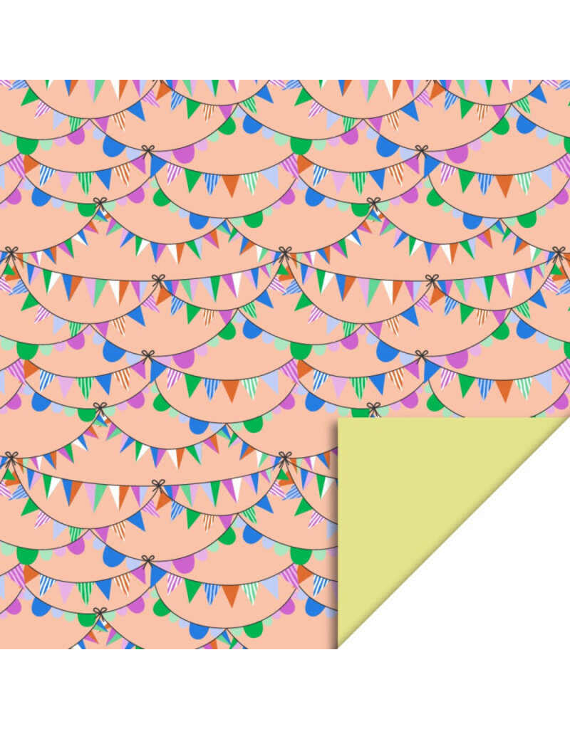 Inpakpapier Party Guirlande Bright - yellow / dubbelzijdig - 70 cm x 3m
