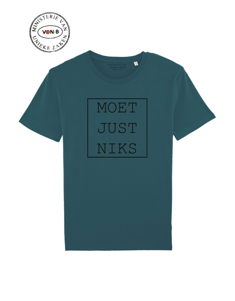 Ministerie van Unieke Zaken T-shirt 'Moet just niks' - petrol