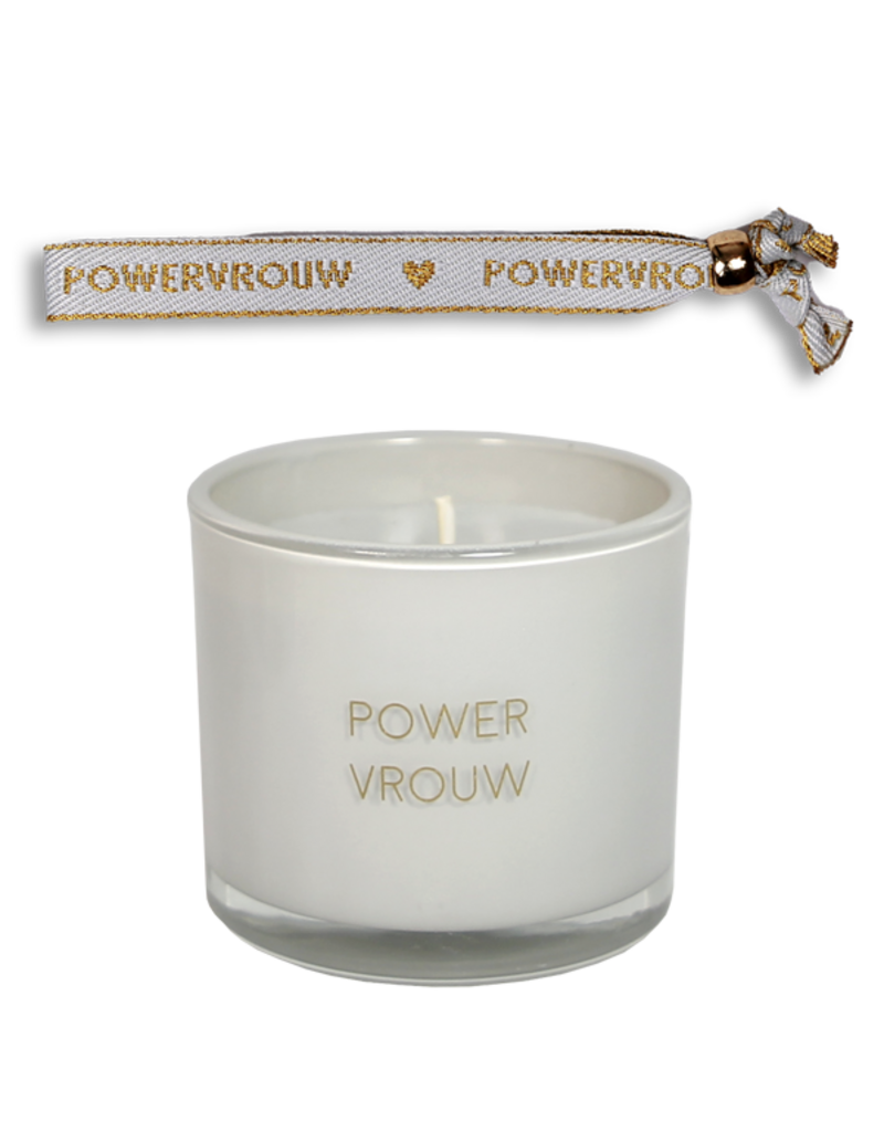 My Flame Lifestyle Geurkaars met wens-armband 'Powervrouw'