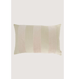 Zusss Kussen met streep in katoen/velvet 60x40cm - zandkleur