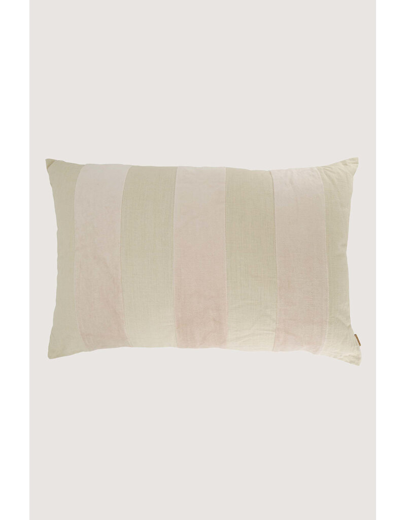 Zusss Kussen met streep in katoen/velvet 60x40cm - zandkleur