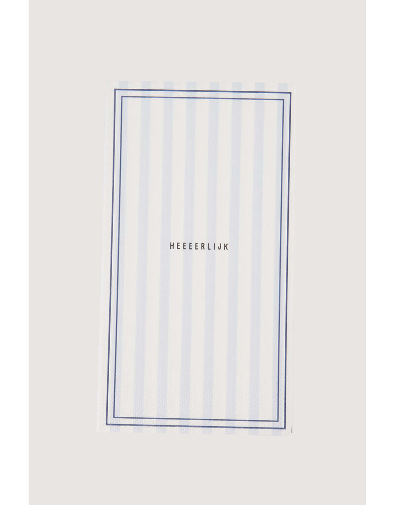 Zusss Servetten met lichtblauwe streepjes 'Heeeerlijk' - 15 st