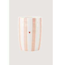 Zusss Koffiemok met lichtroze streepjes en hartje