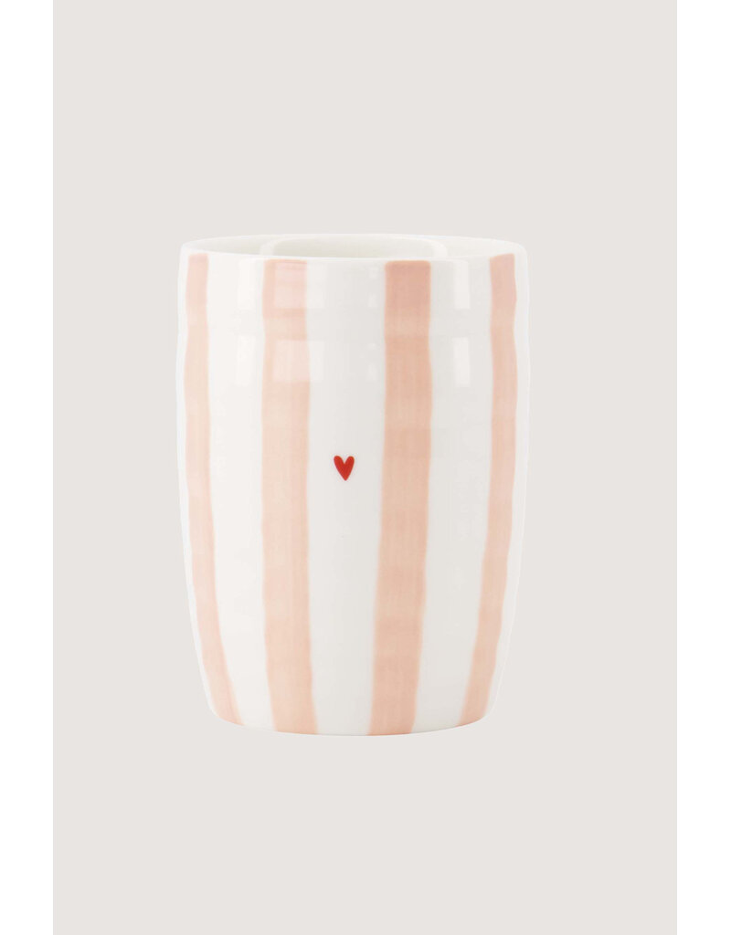 Zusss Koffiemok met lichtroze streepjes en hartje