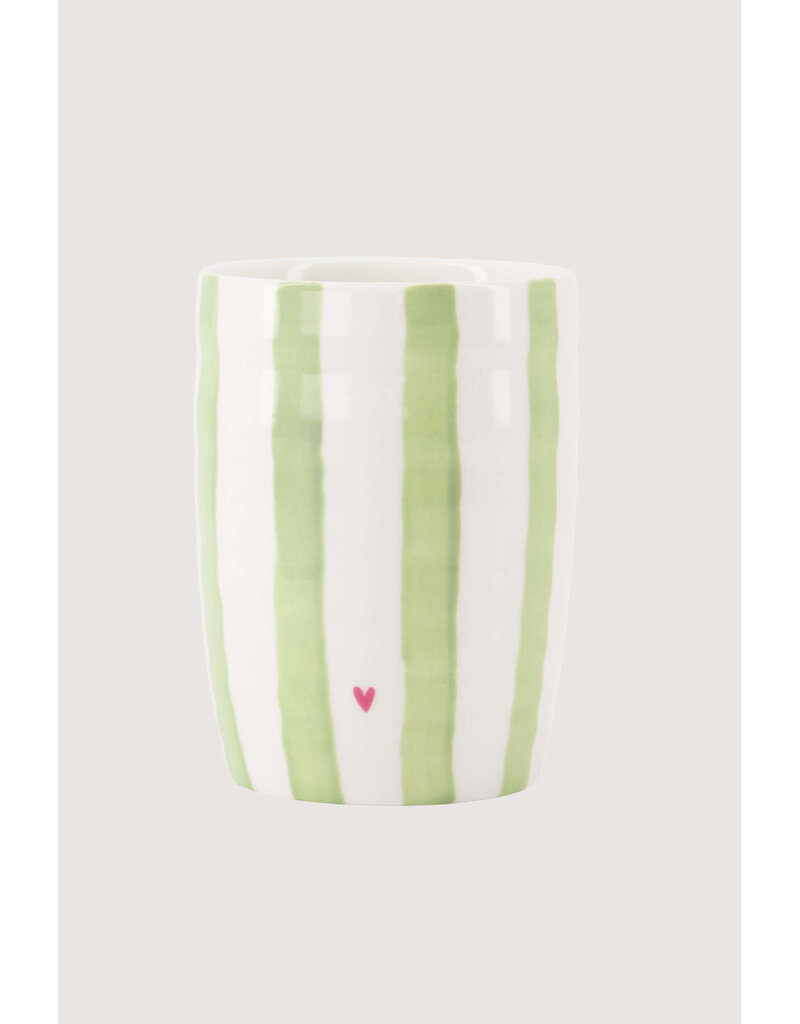 Zusss Koffiemok met lichtgroene streepjes en hartje