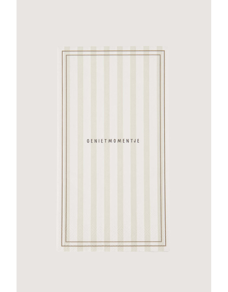 Zusss Servetten met grijze streepjes 'Genietmomentje' - 15 st