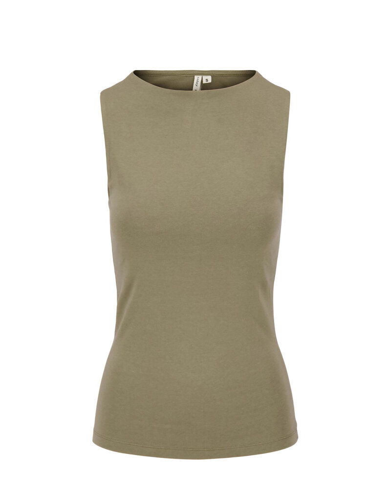 Zusss Singlet met boothals - kaki - Maat L