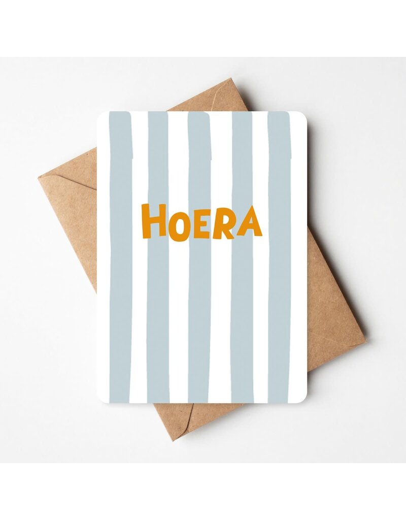 Buro Allure Wenskaart - Hoera - streepjes