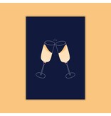 Dujojo Wenskaart - Toost met champagne