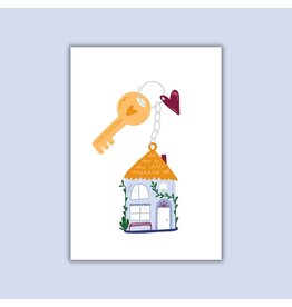 Dujojo Wenskaart - Huisje aan sleutelhanger