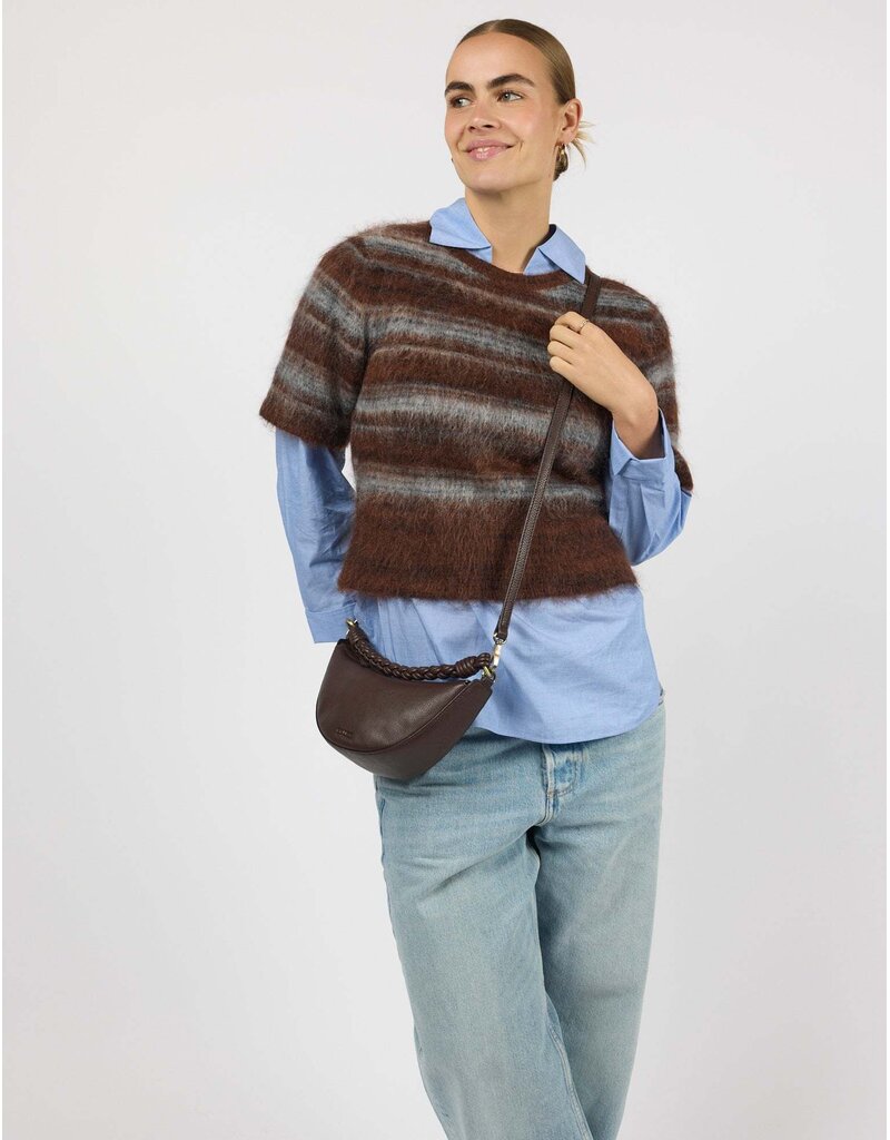 O MY BAG Leo Mini Twisted Handle - Chocolate Soft Grain Leather