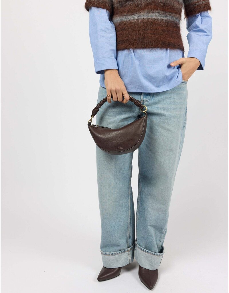 O MY BAG Leo Mini Twisted Handle - Chocolate Soft Grain Leather