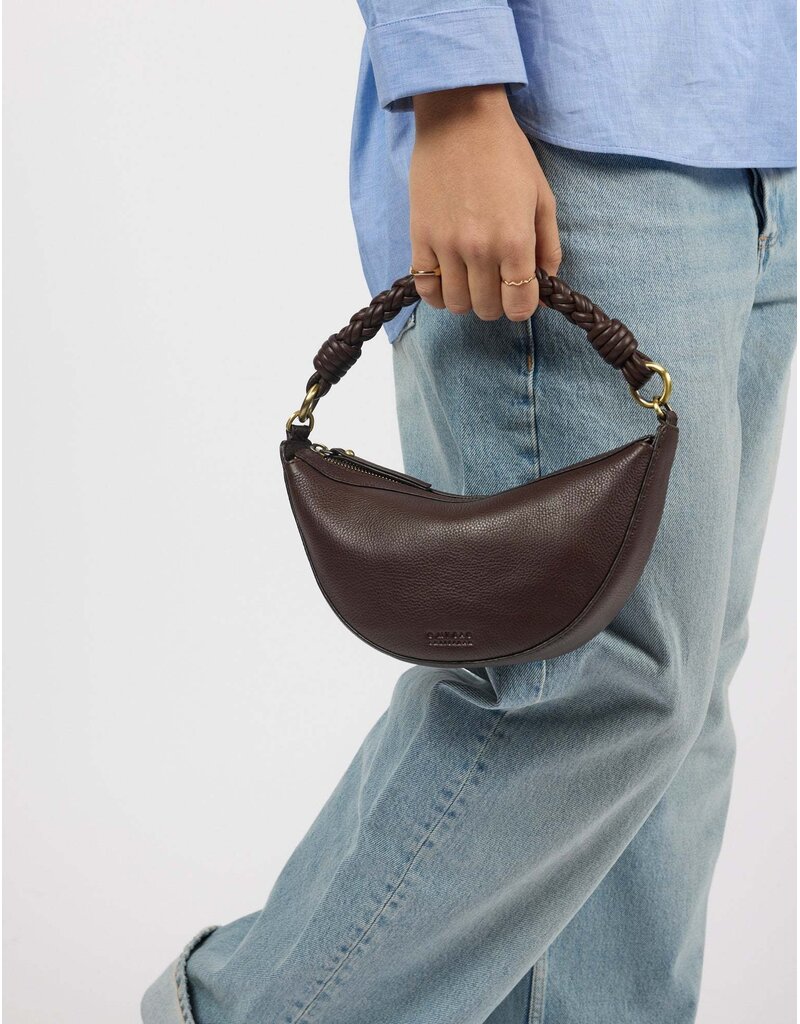 O MY BAG Leo Mini Twisted Handle - Chocolate Soft Grain Leather
