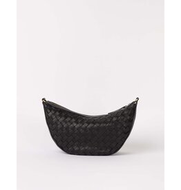 O MY BAG Leo Midi - Black Woven Soft Grain Leather