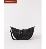 O MY BAG Leo Midi - Black Woven Soft Grain Leather