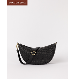O MY BAG Leo Midi - Black Woven Soft Grain Leather