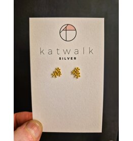 Katwalk Zilver Verguld zilver oorsteker -bloemetjes trio