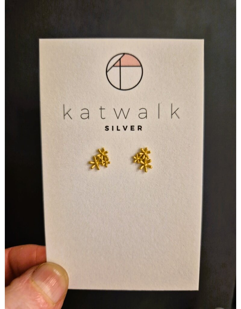 Katwalk Zilver Verguld zilver oorsteker -bloemetjes trio