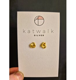 Katwalk Zilver Verguld zilver oorsteker -open knoop