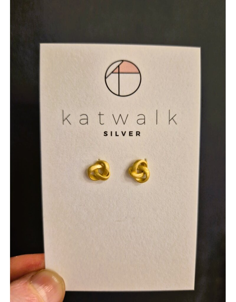 Katwalk Zilver Verguld zilver oorsteker -open knoop