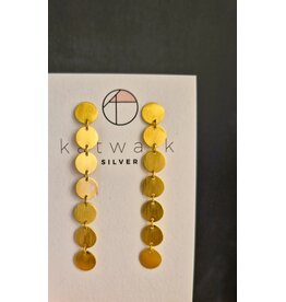 Katwalk Zilver Oorstekers in verguld brass - geschakelde rondjes - 55mm