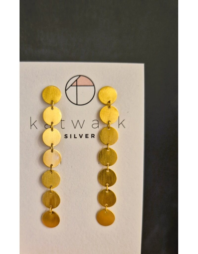 Katwalk Zilver Oorstekers in verguld brass - geschakelde rondjes - 55mm