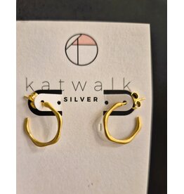 Katwalk Zilver Verguld zilver oorsteker - ringen - fijne golf